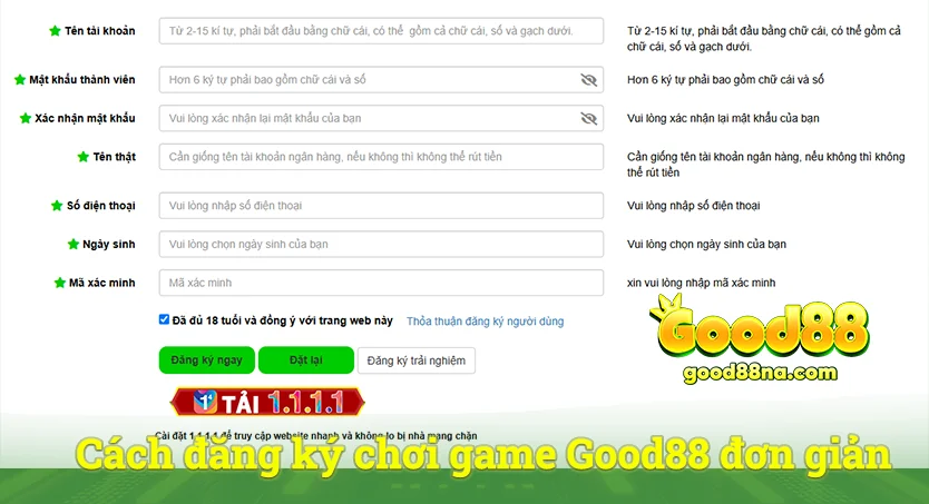 Cách đăng ký chơi game tại Good88 đơn giản